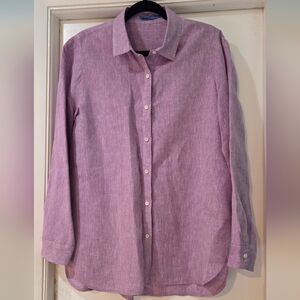 Women's J. McLaughlin Purple Britt Linen Blouse, Size L